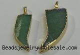 NGP6057 15*40mm - 18*45mm horn green aventurine pendants