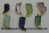 NGP6060 15*40mm - 18*45mm horn mixed gemstone pendants