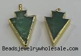 NGP6063 20*40mm - 25*45mm arrowhead green aventurine pendants