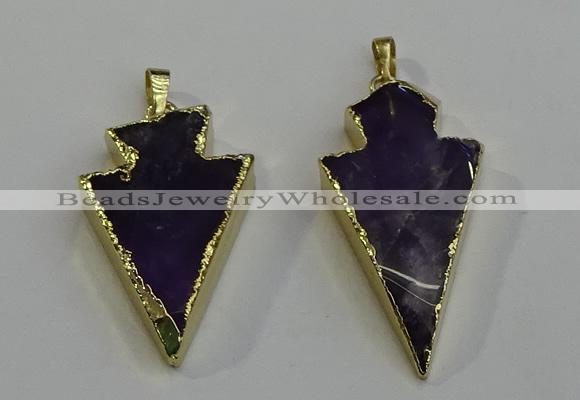 NGP6065 20*40mm - 25*45mm arrowhead amethyst pendants