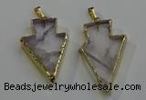 NGP6067 20*40mm - 25*45mm arrowhead white crystal pendants