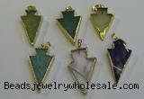 NGP6068 20*40mm - 25*45mm arrowhead mixed gemstone pendants