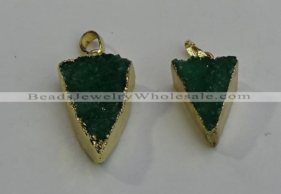 NGP6070 20*25mm - 25*35mm triangle druzy quartz pendants