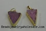 NGP6072 20*25mm - 25*35mm triangle druzy quartz pendants