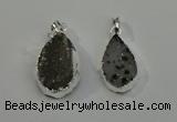 NGP6080 15*25mm – 18*30mm flat teardrop druzy agate pendants