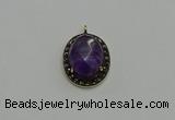 NGP6097 20*25mm - 22*30mm oval amethyst pendants wholesle