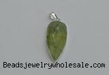 NGP6109 12*35mm - 15*40mm arrowhead green rutilated quartz pendants