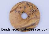 NGP612 5pcs 6*50mm picture jasper gemstone donut pendants wholesale