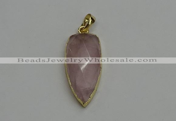 NGP6121 12*35mm - 15*40mm arrowhead rose quartz pendants