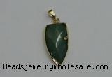 NGP6124 12*35mm - 15*40mm arrowhead green aventurine pendants