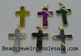 NGP6174 25*40mm - 30*40mm cross agate gemstone pendants