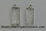 NGP6180 14*30mm - 15*38mm faceted rectangle white crystal pendants