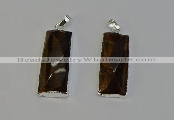 NGP6187 14*30mm - 15*38mm faceted rectangle yellow tiger eye pendants