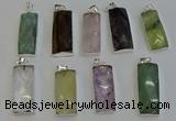 NGP6195 14*30mm - 15*38mm faceted rectangle mixed gemstone pendants