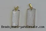 NGP6198 14*30mm - 15*38mm faceted rectangle white crystal pendants