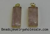 NGP6199 14*30mm - 15*38mm faceted rectangle rose quartz pendants