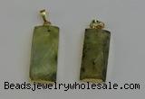 NGP6202 14*30mm - 15*38mm faceted rectangle green rutilated quartz pendants