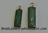 NGP6203 14*30mm - 15*38mm faceted rectangle green aventurine pendants