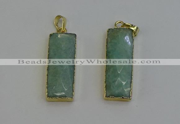 NGP6204 14*30mm - 15*38mm faceted rectangle amazonite pendants