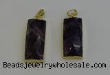 NGP6206 14*30mm - 15*38mm faceted rectangle amethyst pendants