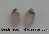 NGP6219 12*28mm - 15*30mm faceted bullet rose quartz pendants