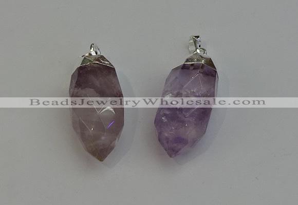 NGP6220 12*28mm - 15*30mm faceted bullet amethyst pendants