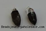 NGP6224 12*28mm - 15*30mm faceted bullet smoky quartz pendants