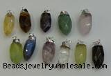 NGP6230 12*28mm - 15*30mm faceted bullet mixed gemstone pendants