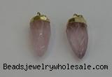 NGP6236 12*28mm - 15*30mm faceted bullet rose quartz pendants