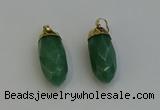 NGP6241 12*28mm - 15*30mm faceted bullet green aventurine pendants