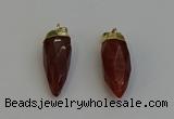 NGP6242 12*28mm - 15*30mm faceted bullet red rabbit hair pendants