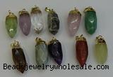 NGP6250 12*28mm - 15*30mm faceted bullet mixed gemstone pendants