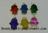 NGP6263 22*40mm - 25*45mm hamsahand agate gemstone pendants