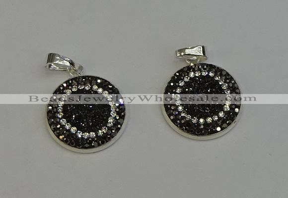 NGP6276 22mm flat round plated druzy agate pendants wholesale