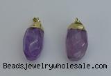 NGP6298 18*30mm - 22*35mm faceted nuggets amethyst pendants