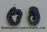 NGP6312 25*35mm - 30*45mm freeform plated druzy agate pendants