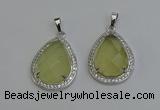 NGP6332 25*30mm teardrop lemon quartz pendants wholesale