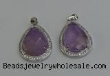 NGP6334 25*30mm teardrop light amethyst pendants wholesale