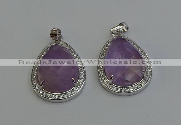 NGP6334 25*30mm teardrop light amethyst pendants wholesale