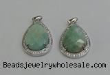 NGP6338 25*30mm teardrop amazonite gemstone pendants wholesale