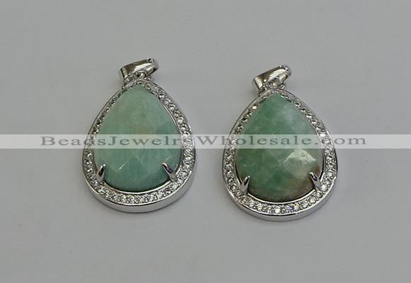 NGP6338 25*30mm teardrop amazonite gemstone pendants wholesale