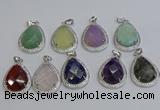 NGP6348 25*30mm teardrop mixed gemstone pendants wholesale