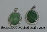 NGP6359 25*30mm oval green aventurine pendants wholesale