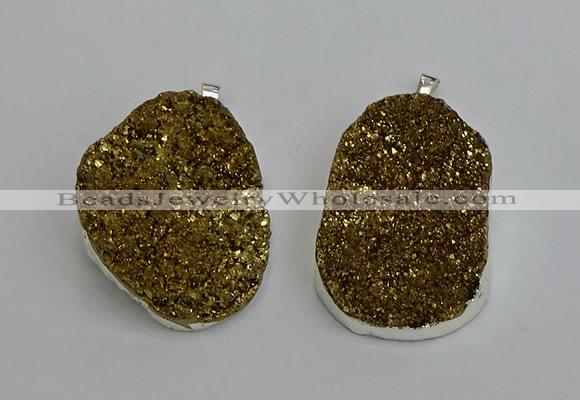 NGP6370 35*40mm - 30*45mm freeform plated druzy agate pendants