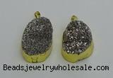 NGP6373 25*35mm - 26*40mm freeform plated druzy agate pendants