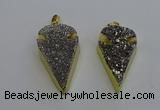 NGP6375 23*42mm - 25*45mm arrowhead plated druzy agate pendants