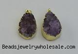 NGP6406 22*30mm - 25*35mm teardrop druzy amethyst pendants