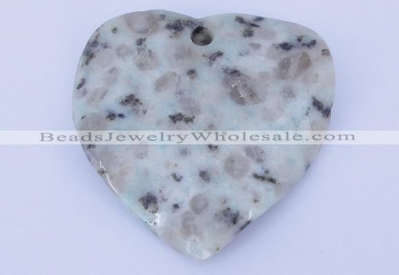 NGP642 5pcs 50*50mm heart kiwi stone pendants jewelry wholesale