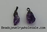 NGP6420 12*28mm - 15*30mm nuggets amethyst gemstone pendants