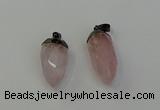 NGP6431 12*24mm - 15*30mm faceted bullet rose quartz pendants